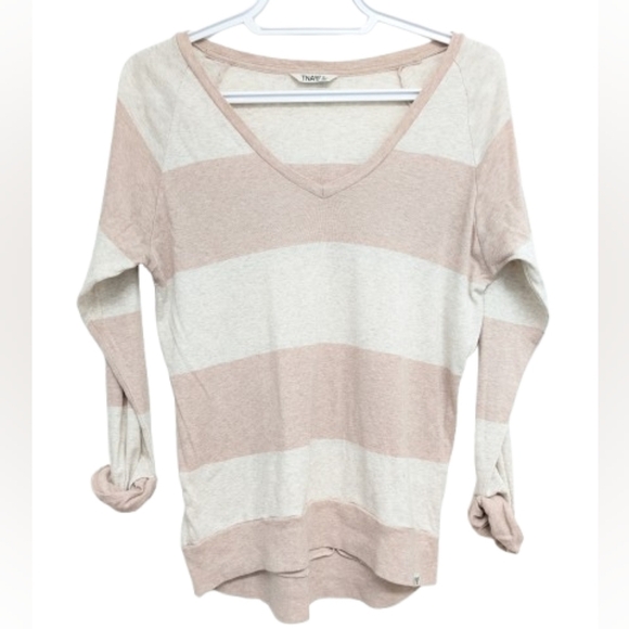 TNA Tops - Aritzia TNA women's dusty pink soft knit long sleeve striped shirt size S